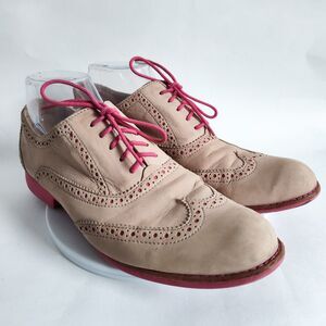 Cole Haan Gramercy Sandstone Pink Nubuck Tan Oxford Shoes Women's 10.5 B Lace Up